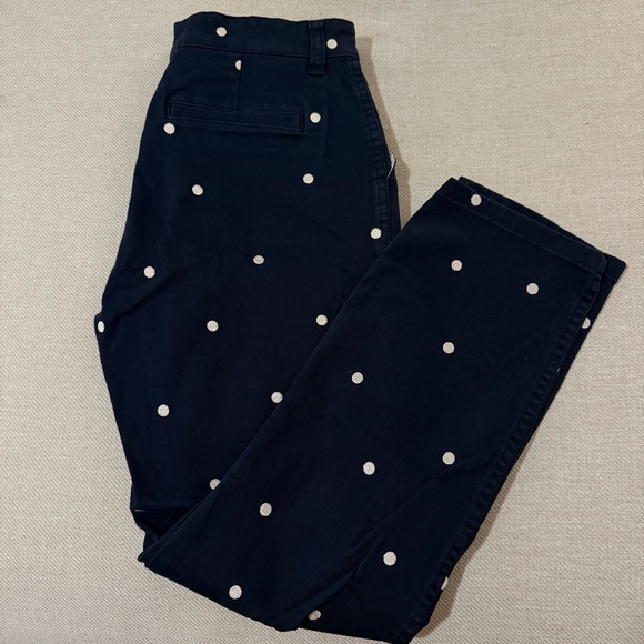 J. Crew Navy Polka Dot Chino Vintage Straight Capri Ankle Pants Size 26 - Picture 1 of 5